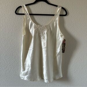 Romantic Moods VTG Women’s Camisole Sz Large NWT Creamy Ivory Lace Pearl Sequin